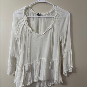 Aerie Cream Peasant Blouse